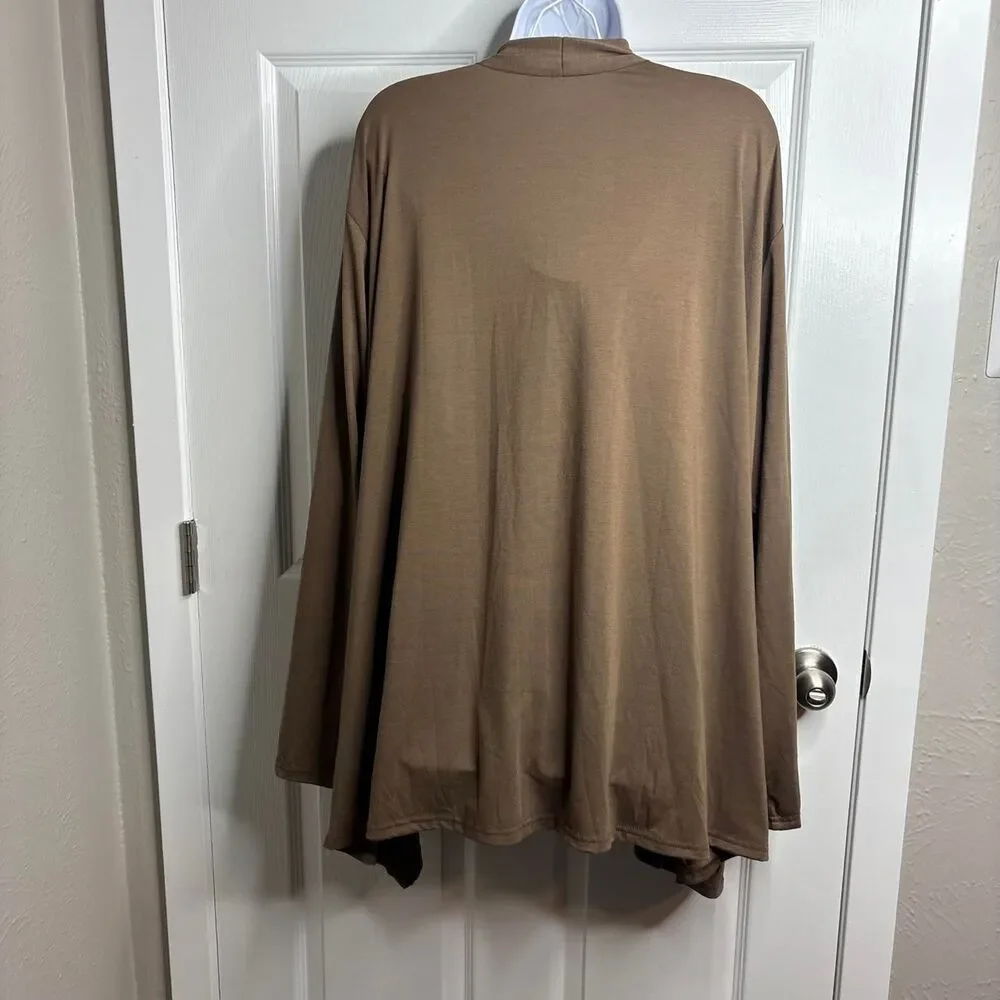 NWT 4X Showmall Coffee Brown Open Front Waterfall Cardigan